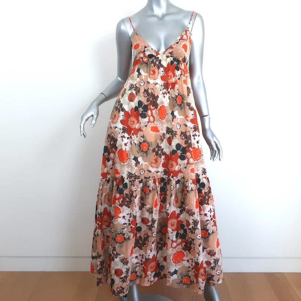 Faithfull The Brand Maxi Dress Anisha Floral Print Cotton Size Extra Small NEW - Picture 1 of 8